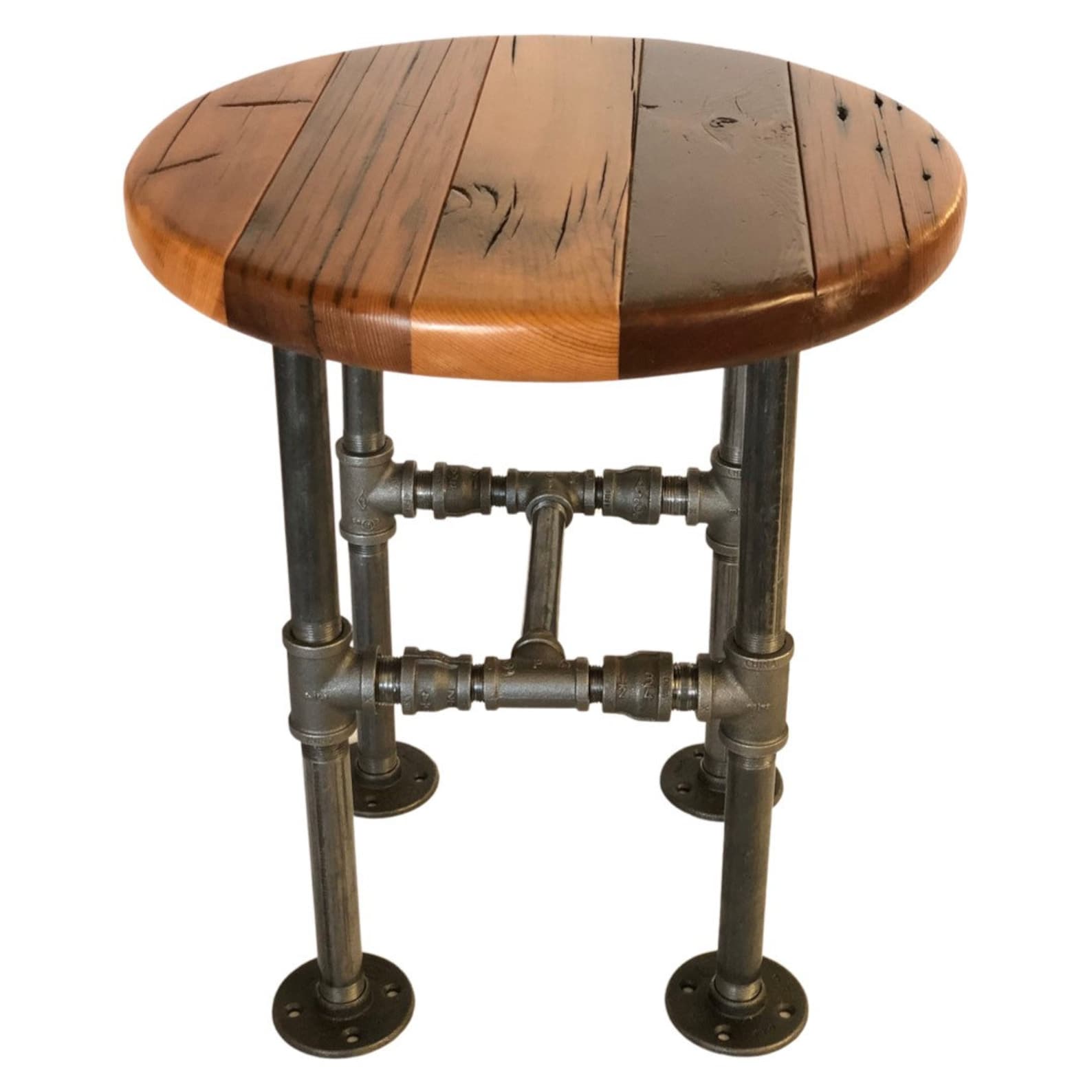 Round Industrial Steampunk End Table | Etsy