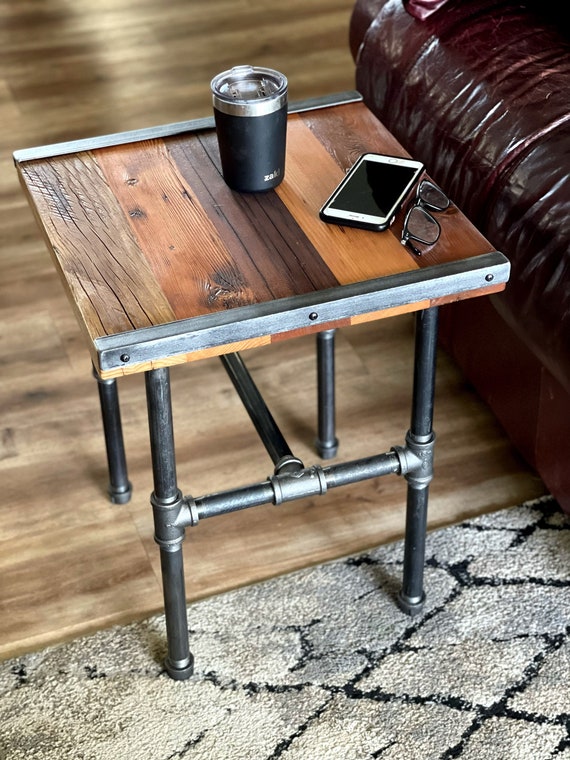 Square Industrial End Table Etsy UK