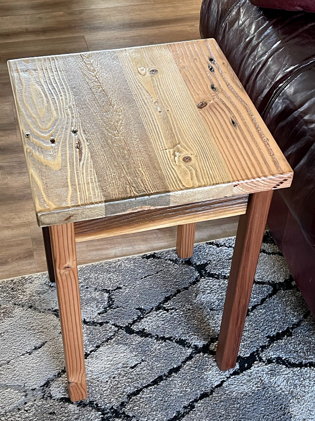 Rustic Square End Table Made of Reclaimed Wood Etsy