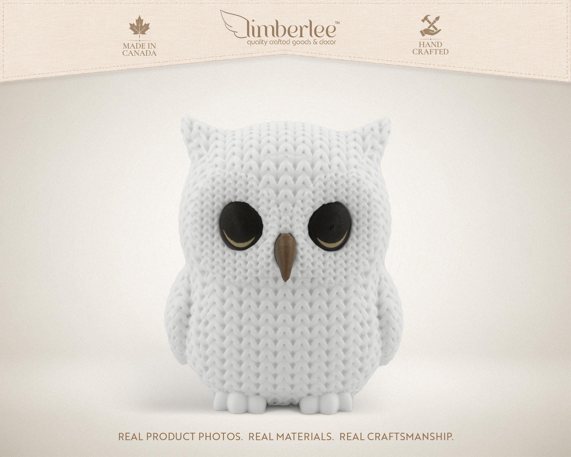 Owl Figurine, Knit-Look 3D Printed Decor, Whimsical Woodland Nursery Gift