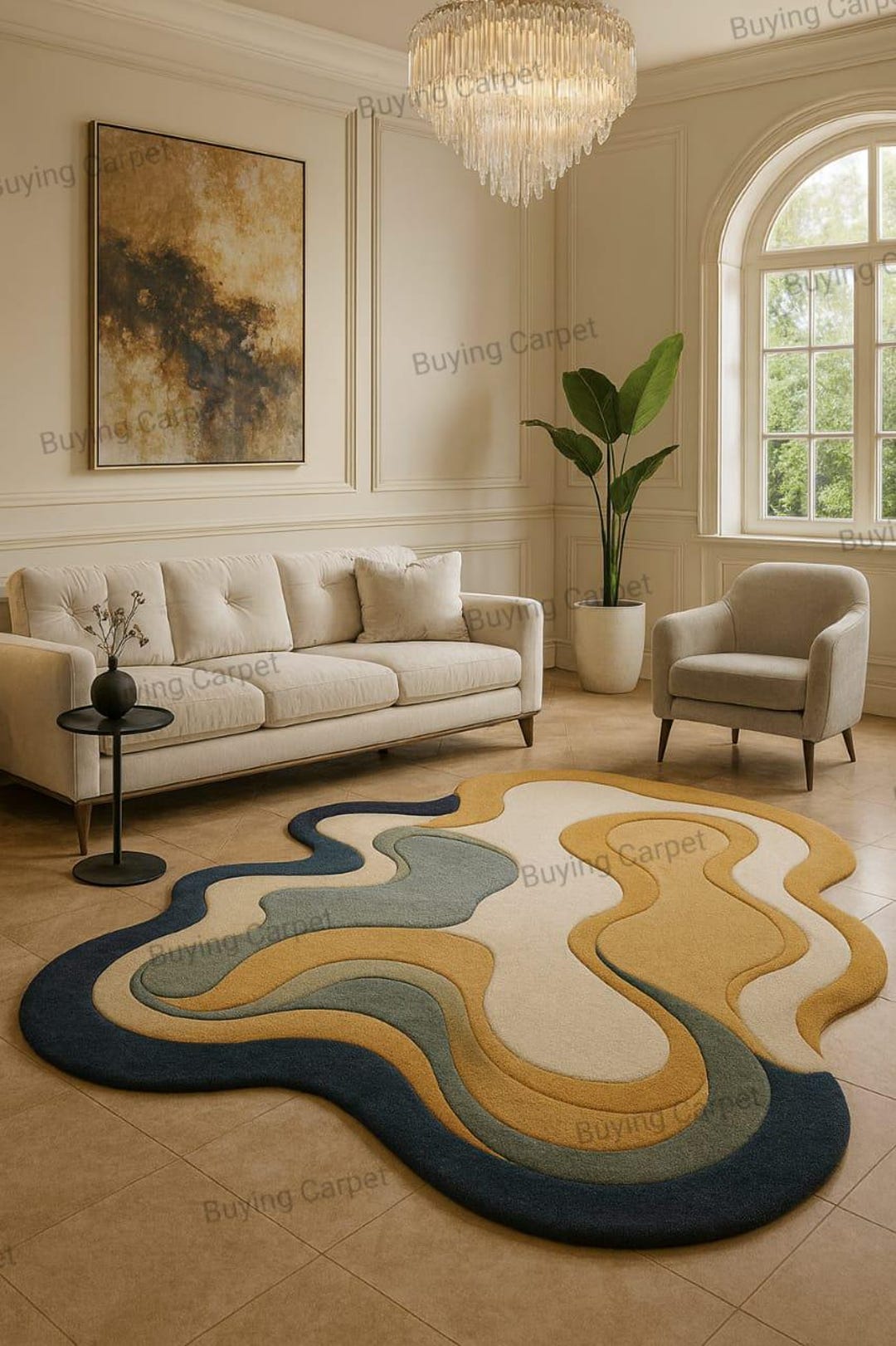 Dynamic Wave Rug: A Sculptural, Multi-colored Area Rug. Hand-tufted ...