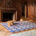Bold Geometric Blue & Burgundy Square Pattern Area Rug | Contemporary ...