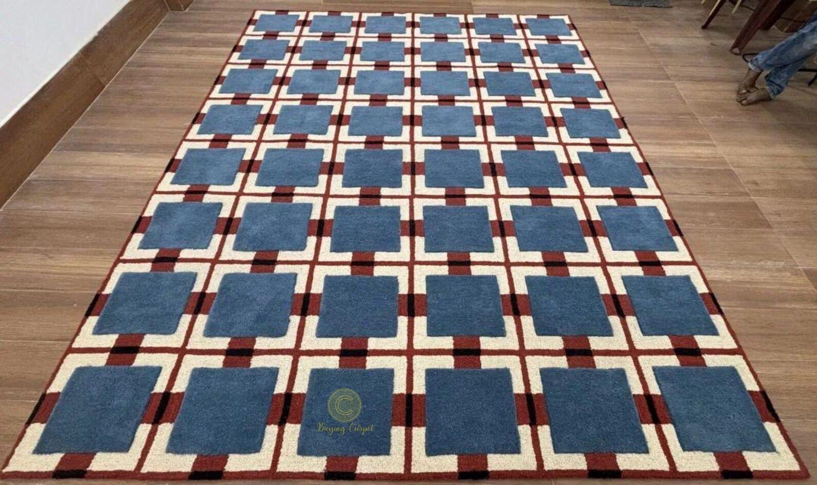 ハンドメイドのタフテッド 印象的なモダン幾何学模様エリア ラグ