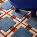 Bold Geometric Blue & Burgundy Square Pattern Area Rug | Contemporary ...