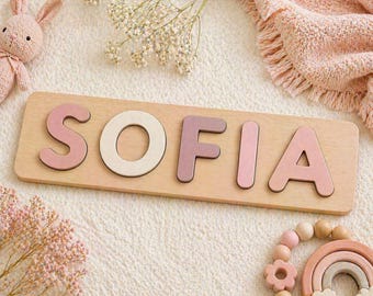 Rompecabezas de madera personalizado con nombre para niños, juguete Montessori, regalo personalizado para bebés, rompecabezas educativo para niños pequeños, decoración para la habitación infantil.