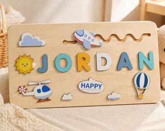 お子様向け名入れパズル｜木製モンテッソーリ玩具｜赤ちゃんの名前入りカスタムパズル｜幼児向け知育ギフト｜子供部屋の装飾