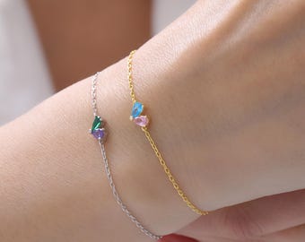 Mother Daughter Birthstone Bracelet, 2 Birthstone Gift for Mom, Personalized Family Jewelry, Gift for Anniversary, Graduation gift for her