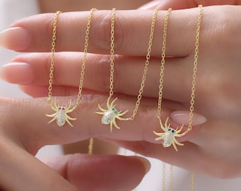 Minimalist Spider Necklace, Gothic Bug Jewelry, Halloween Spider Necklace, Creepy Cute Gift for Her Him, Dainty Silver Gothic Jewelry
