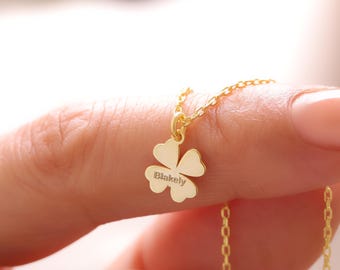 4 Leaf Clover Necklace, Four Leaf Clover Necklace, Tiny Clover Necklace, Lucky Clover Necklace, Elegant Flower Gift, Gift For Her
