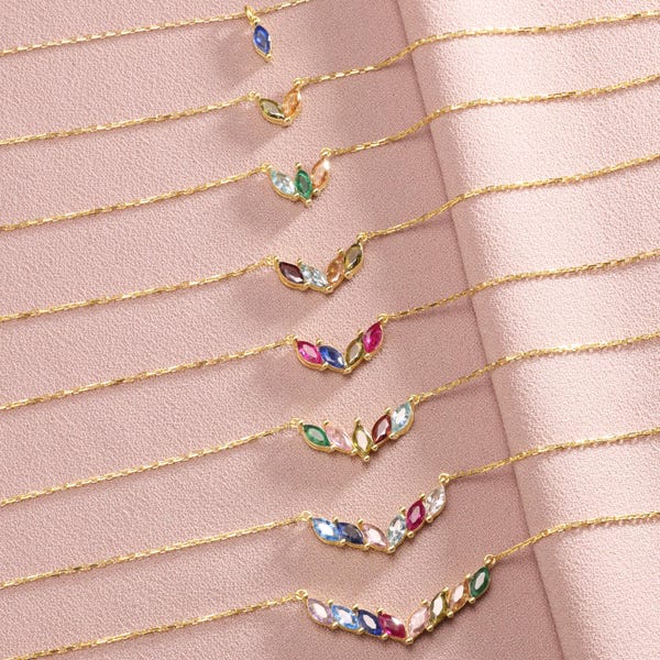 Family Birthstone Necklace • Mother of the Bride/Groom Necklace