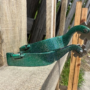 Custom Powder Coated Green Metallic Glitter Western Spurs