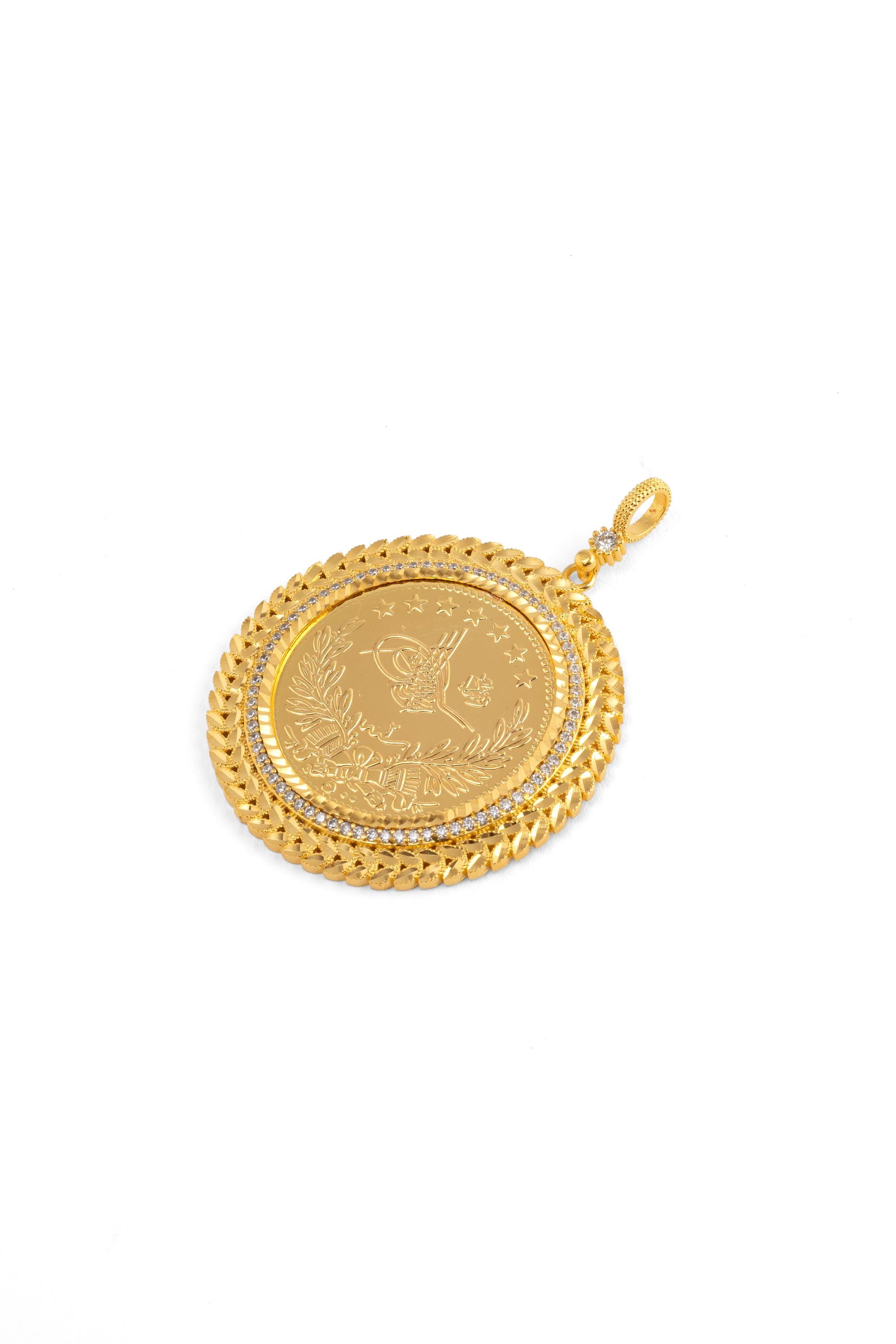 Ottoman Style Gold Plated Turkish Coin Belt with Reşat Coin Charms 22K Gold Plated Reşat Hamit Coin Pendant, Ottoman Style  main image 3
