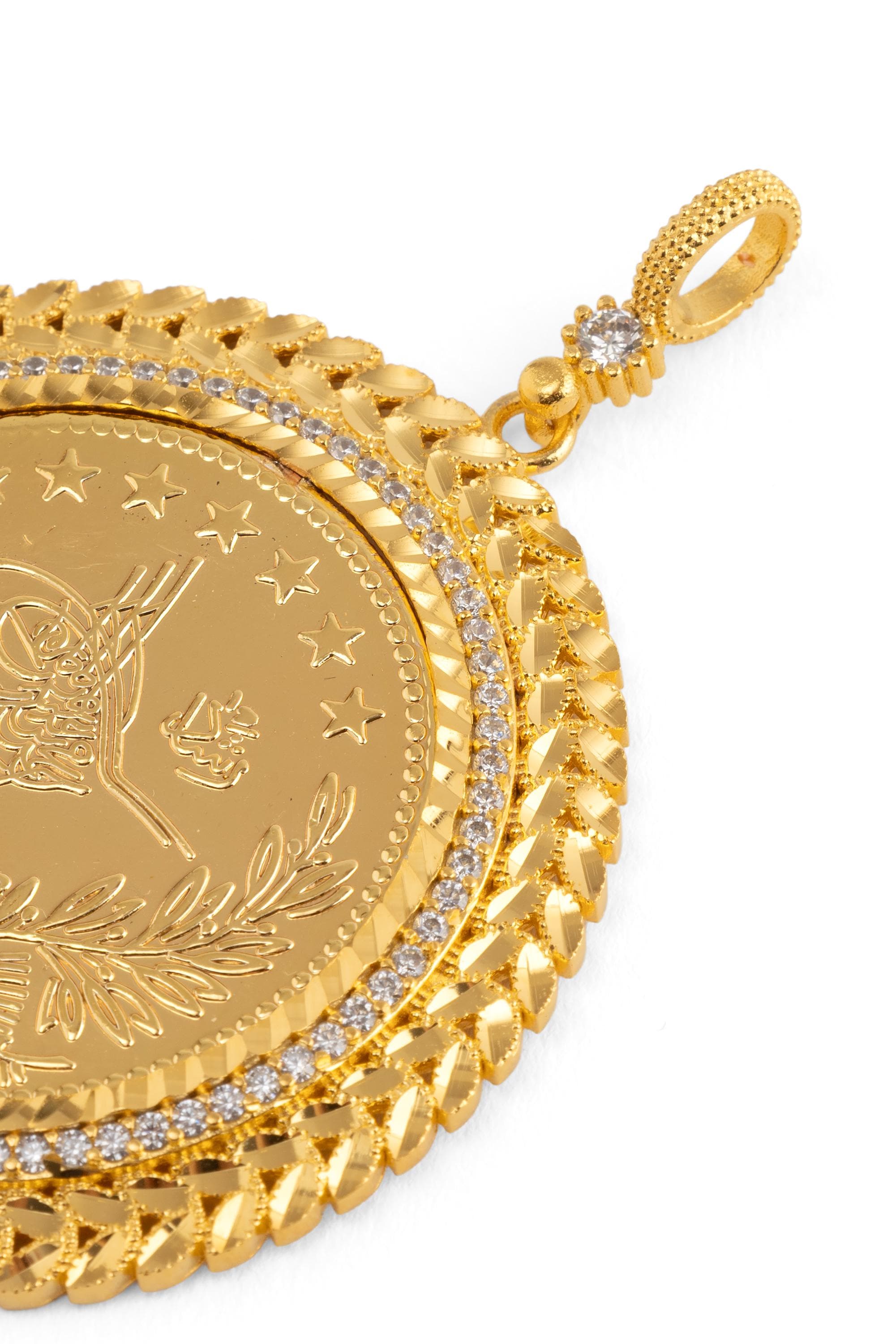 22K Gold Plated Reşat Hamit Coin Pendant, Ottoman Style 