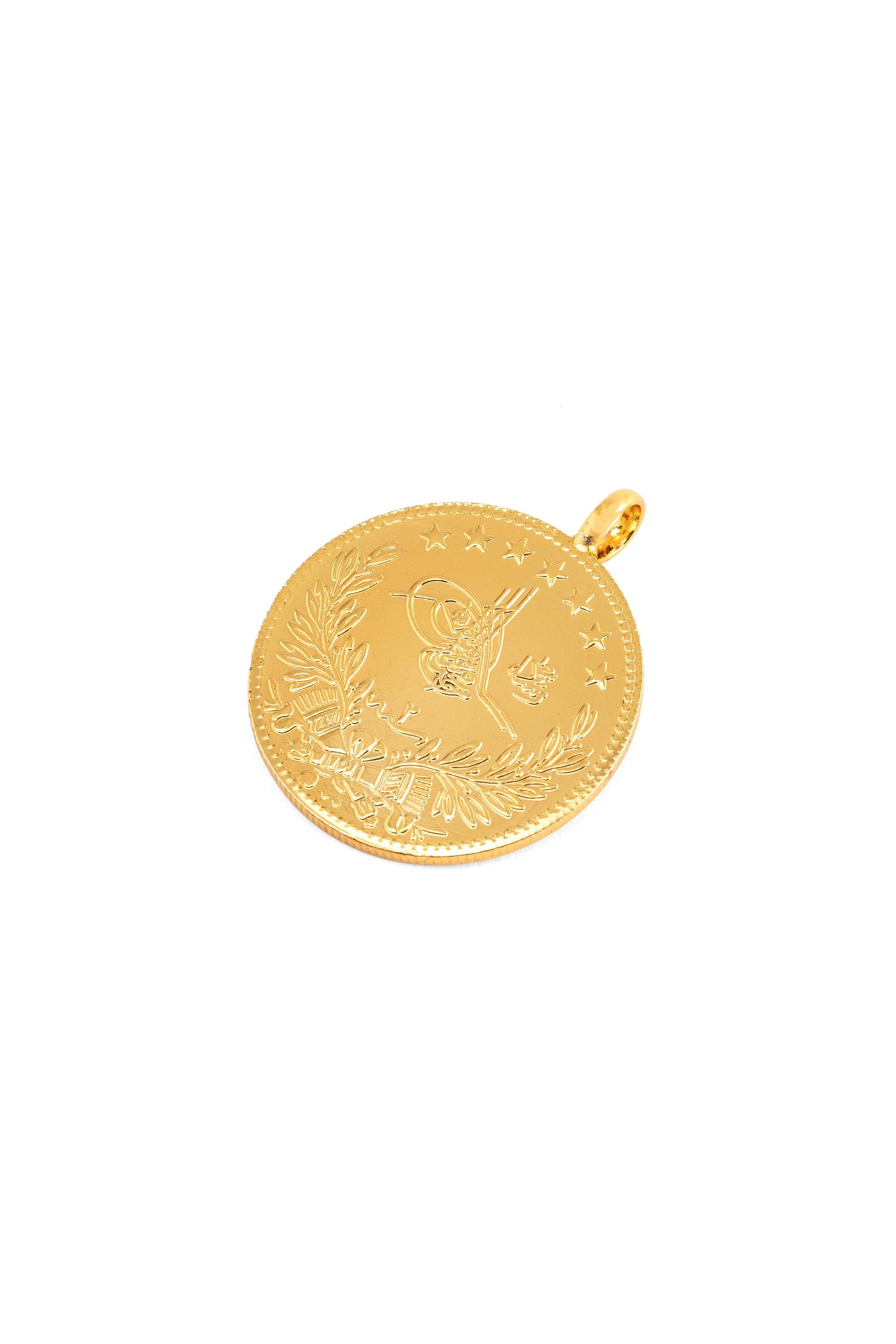 Ottoman Style Gold Plated Turkish Coin Belt with Reşat Coin Charms 22K Gold Plated Reşat Hamit Coin Pendant, Ottoman Style  main image 2