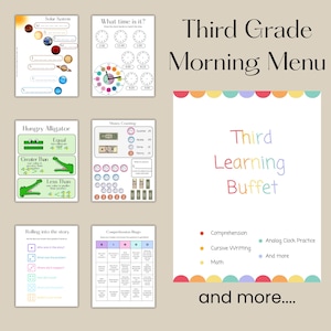 3rd Grade Learning Buffet | Reusable Morning Menu | Third Grade Worksheets | Home School