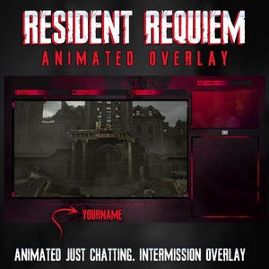 Paquete de superposición de intermedio animado de Resident Requiem / Survival Horror Solo charlando para Twitch, YouTube y Kick