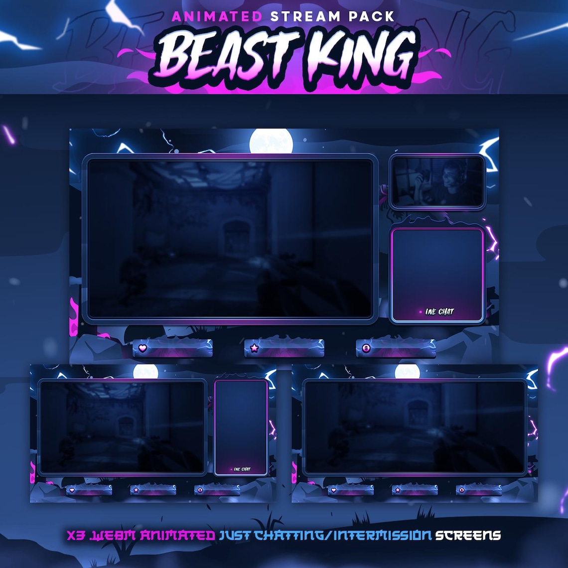 Beast King Anime - Animated Stream Pack Twitch Overlays Panels ...