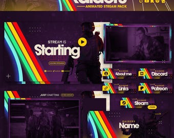 Pakiet animowanych transmisji Raiders | Twitch, Youtube, Kick | Ekrany, Przerwa, Przejście, Alerty, Panele, Nakładka do gry | OBS, Streamlabs