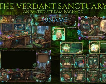 Animated Druid Grove Stream Overlay, Fantasy Forest PC Setup, Cozy Gamer Magic