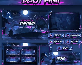 Beast King Anime - Animated Stream Pack Twitch Overlays Panels Transition Cam Overlay