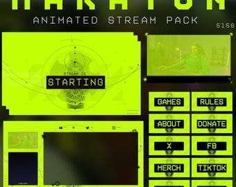 Marathon Animated Stream Overlay Package Twitch Overlays Y2K