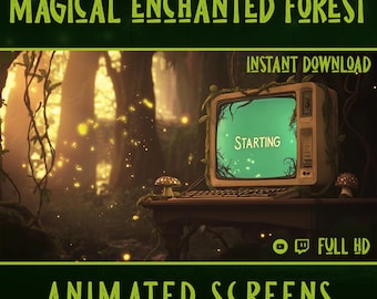 Enchanted Forest Animated Stream Screens | Retro Nature Twitch Overlay