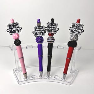 Sarcastic Beaded Pen: Quirky Office Humor - &quot;It&#39;s Fine&quot; Topper