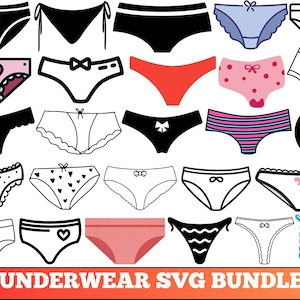 Damunderkläder SVG-klippfilspaket: Underkläder, BH, Badkläder (digital nedladdning)