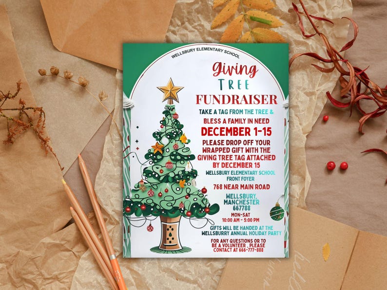 Christmas Giving Tree Fundraiser Flyer | Editable Template (digital) - Etsy