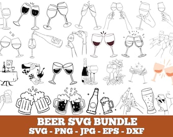 Beer SVG Clipart Bundle: Craft Beer, Mugs, Bottles (Digital Download)