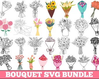 Floral Bouquet SVG Bundle: Wedding Flowers, Botanical Designs (Digital Download)