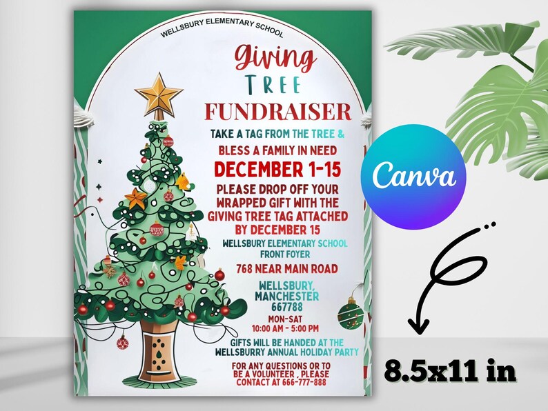 Christmas Giving Tree Fundraiser Flyer | Editable Template (digital) - Etsy