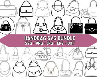 Pacchetto di clipart SVG per borse: file di ritaglio con silhouette di borsetta (download digitale)