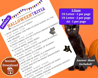 Halloween Animals Trivia Game for Kids (Printable)