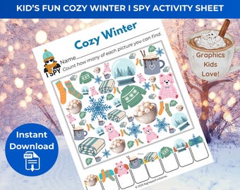 冬の居心地のいい「I Spy」 – 子供向けの印刷可能な冬のアクティビティ | 居心地の良い静かな時間のための「I Spy」ゲーム | 教室と家庭での使用