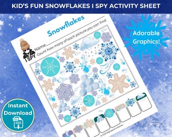 Snowflakes I Spy Printable | Winter Activity for Kids | Seek and Find Worksheet | Classroom Winter Game | Instant Download