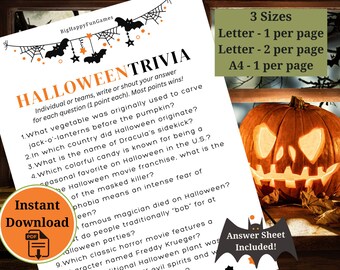 Halloween Trivia Game | Printable Quiz for Teens and Adults (Digital Download)
