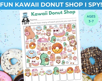 かわいいドーナツショップ探しゲーム（印刷可能）｜かわいいドーナツのアクティビティ｜探し物ゲーム｜幼稚園・保育園向けアクティビティ｜即時ダウンロード