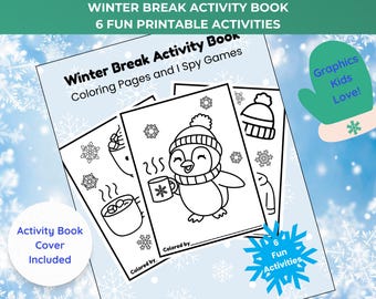 Libro de actividades para las vacaciones de invierno / 6 actividades de invierno imprimibles / Juegos de buscar y encontrar y páginas para colorear / Actividades de invierno para niños