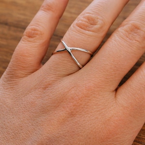 925 sterlingsilverring med kors, modern minimalistisk X-formad armband