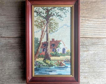 Vintage Framed Needlepoint Wall Art (Dated 1963)