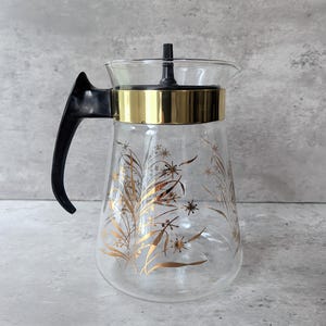 Vintage Pyrex Gold Wheat Starburst Coffee Carafe with Lid