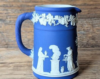 Vintage Wedgwood Cobalt Blue Jasperware Creamer Jug