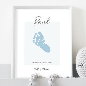 Personalized birth gift | Birth details poster - with or without footprint for your own print | PDF download DIN A4 | Baby poster