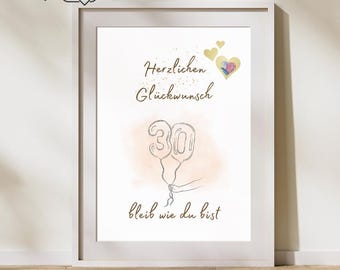 Cadeau en espèces pour un 30e anniversaire | Réalisez vos vœux d'anniversaire | Idée cadeau originale de dernière minute avec téléchargement instantané