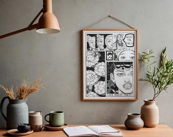 WHAT THE FINCH?! Print | Gothic Comic Illustration | Fun Wall Art (8x10″)