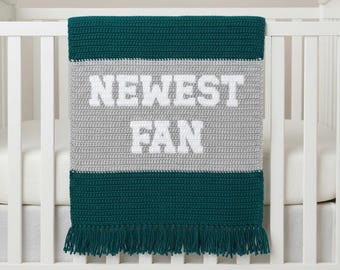 "Philadelphia Eagles inspirierte Baby Decke - ""NEUESTER FAN"" Graphgan Muster."