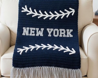 New York Yankees Baseball inspirierte Häkeldecke - Graphgan Muster