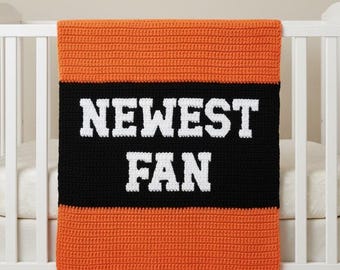 Cincinnati Bengals inspirierte Baby Decke - “NEWEST FAN” Häkeldecke Muster