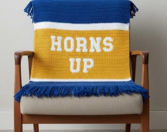 Los Angeles Rams inspirierte Häkeldecke - HORNS UP - Graphgan Muster